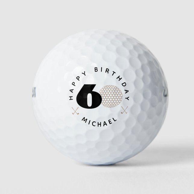 Balles De Golf Gold And Black 60th birthday Golf Balls  (Devant)