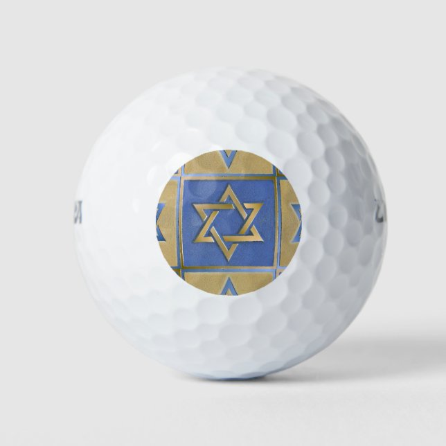 Balles De Golf Gold Blue Star de David Art Panels (Devant)