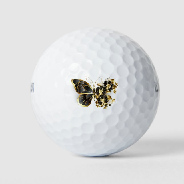 Balles De Golf Gold flower Butterfly with Black Orchid (Devant)