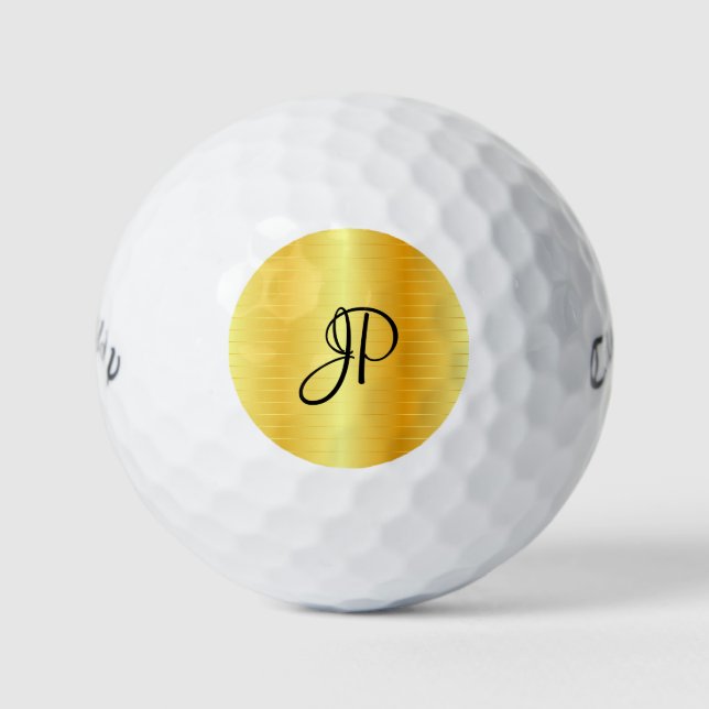 Balles De Golf Gold Look Monogrammed Elegant Nom Modèle (Devant)