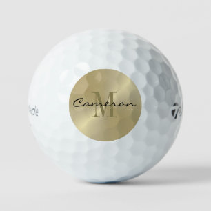 Balles De Golf Gold On Gold Initial et nom cadeau personnalisé