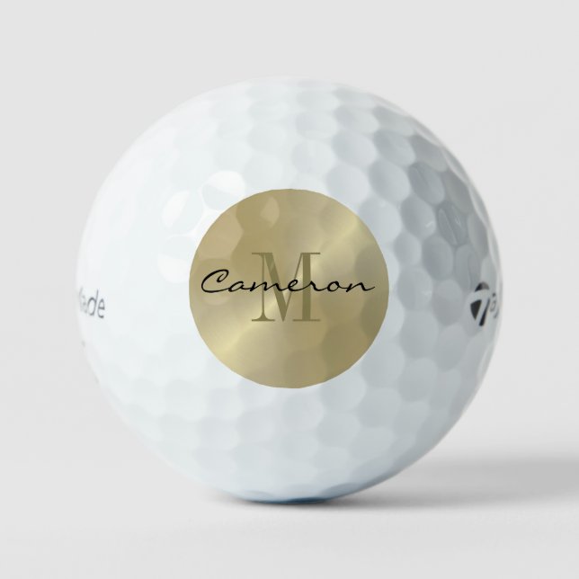 Balles De Golf Gold On Gold Initial et nom cadeau personnalisé (Recto)