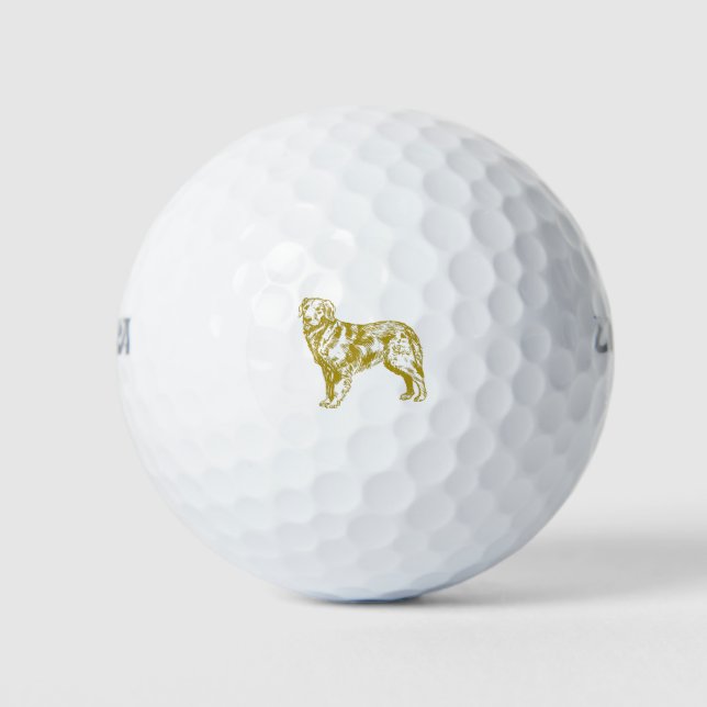 Balles De Golf Golden Retriever - or (Devant)