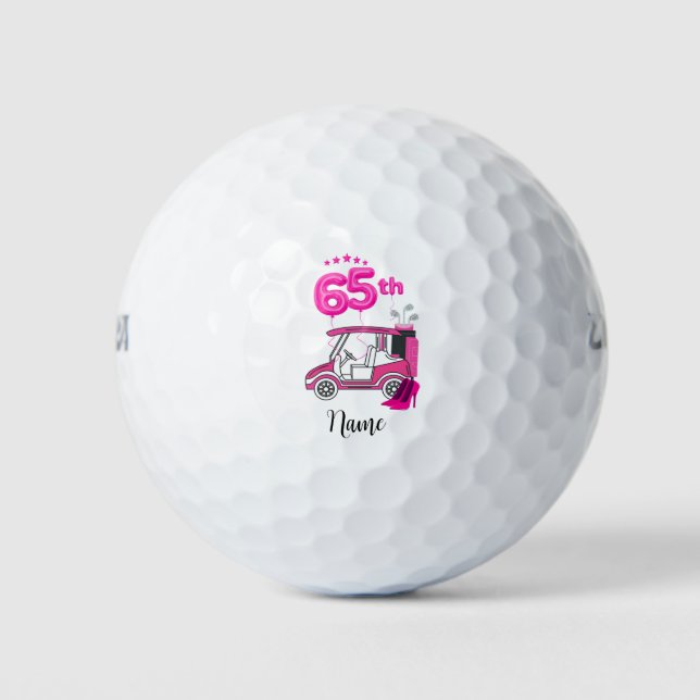 Balles De Golf Golf 65e anniversaire femme golfer thème rose (Devant)