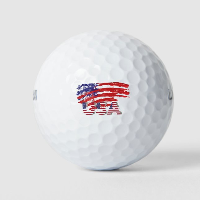 Balles De Golf Golf ball graphics colors of American Flag and USA (Devant)