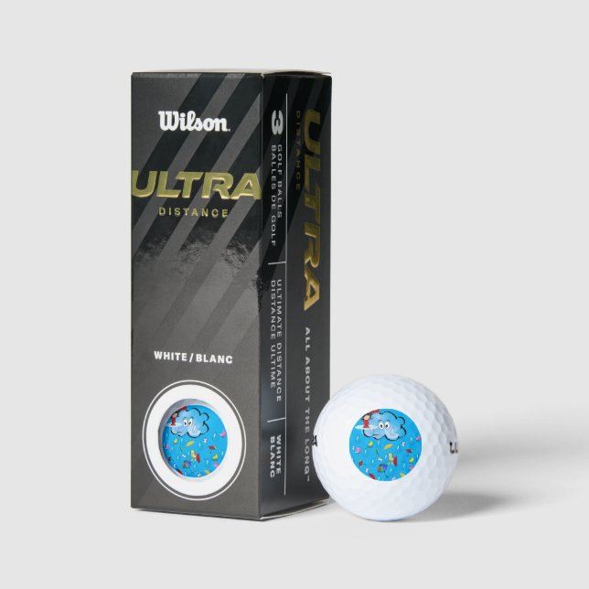Balles De Golf Golf Ball Pluie Nuages Parapluie Rouge (Emballage)