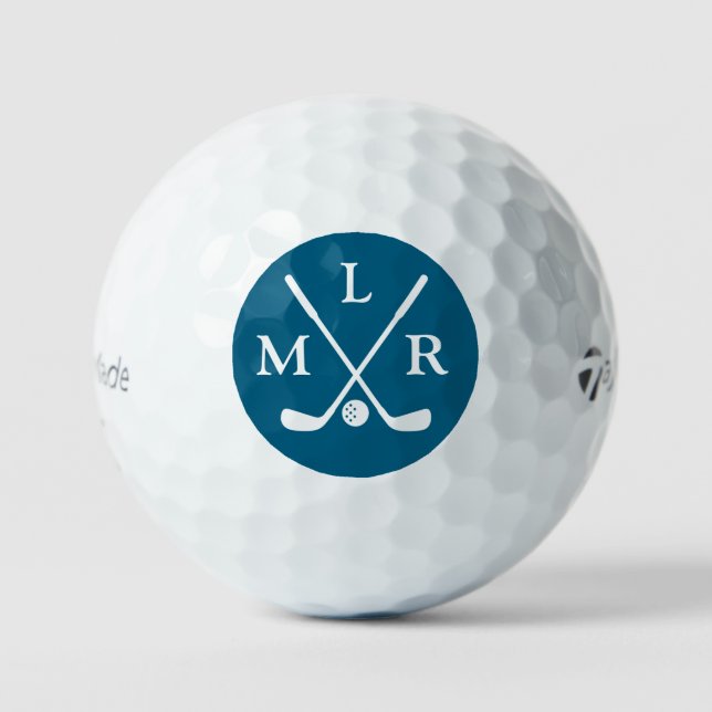 Balles De Golf Golf Elegant Modern Monogram Typography blue (Recto)