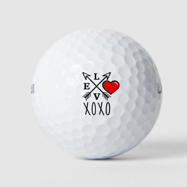 Balles De Golf Golf Heureuse Sainte-Valentin vous aime avec coeur (Devant)