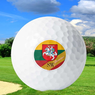 Balles De Golf Golf Lituanie & Monogram, Drapeau lituanien
