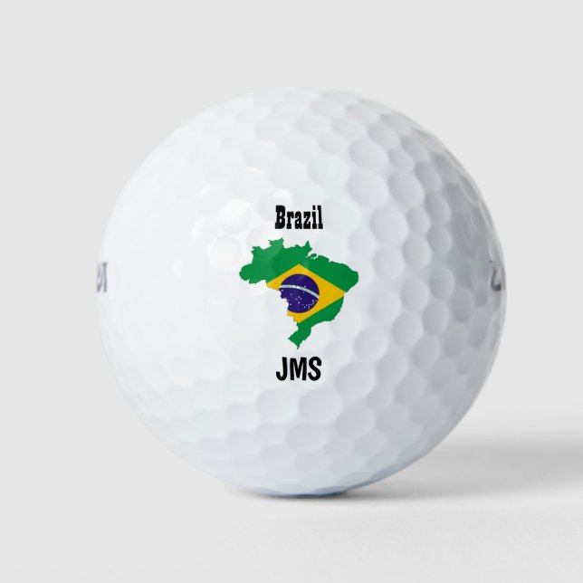 Balles De Golf Golf Monogramme Brésil Drapeau (Devant)