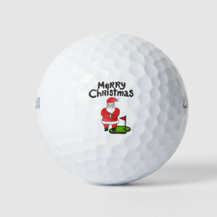 Balles De Golf Golf Santa Claus Golf au drapeau Joyeux Noël