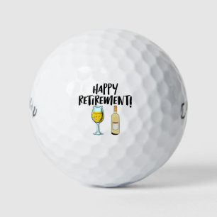 Balles De Golf Golfer heureux retraite avec verre de vin et boute