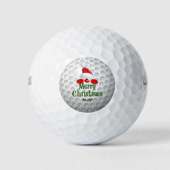 Balles De Golf Golfer Père Noël, "Joyeux Noël" (Devant)