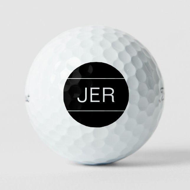 Balles De Golf Golfer personnalisé Monogramme Sport initial Noir (Recto)