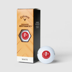Balles De Golf Golfeur Homme Monogramme Rouge