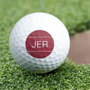 Balles De Golf Golfeur Moderne Simple Monogramme Rouge Cramoisi F