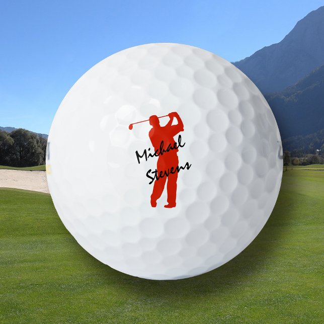Balles De Golf Golfeur personnalisé rouge (Créateur téléchargé)