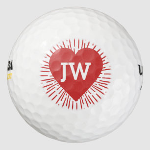 Balles De Golf Golfing Love Heart Burst Red Valentine