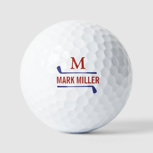 Balles De Golf Golfplayer Cool Custom Brick-Red Monogram (Recto)