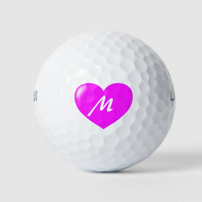Balles De Golf Grand Modèle de monogramme de coeur rose (Devant)