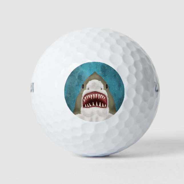 Balles De Golf Grande attaque de requin blanc Funny Poisson Tête  (Devant)