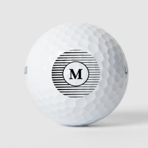 Balles De Golf Grandes Motifs Noires Et Blanches Monogrammes Élég
