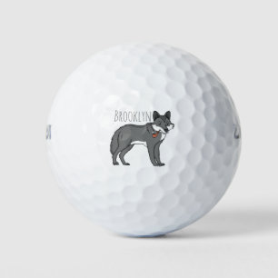 Balles De Golf Gray wolf with pipe cartoon