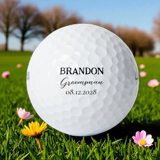 Balles De Golf Groomsmen Typographie Mariage moderne