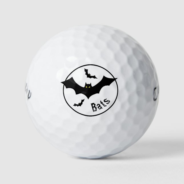 Balles De Golf Halloween Bats Flexibles simples Silhouettes Noir (Devant)