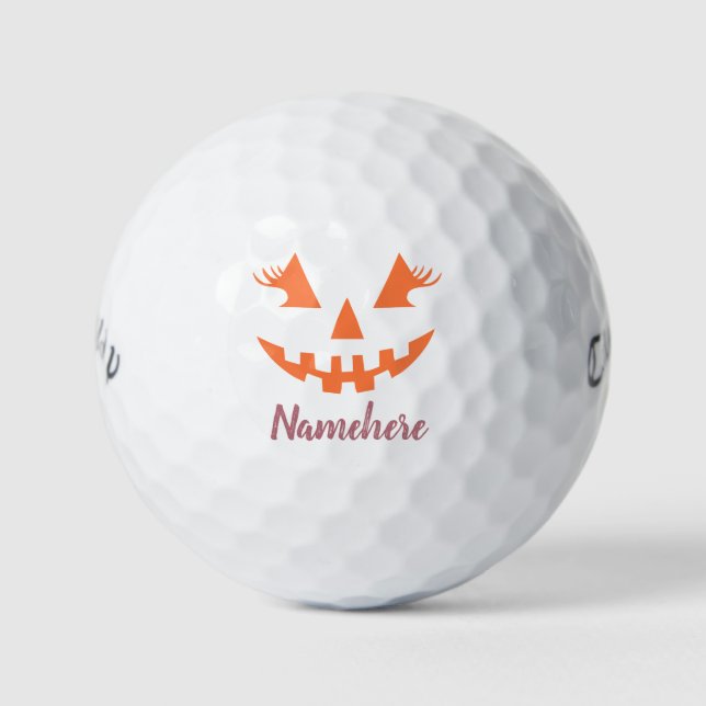 Balles De Golf Halloween Citrouille Jack-o'-lantern fille personn (Devant)