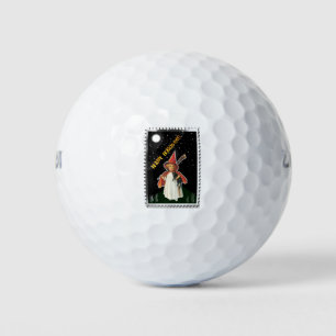 Balles De Golf Halloween - Petite Fille avec Balai et Chat Noir