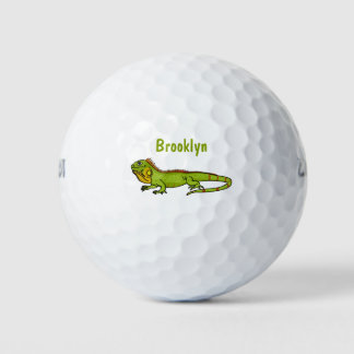 Balles De Golf Happy green iguana cartoon