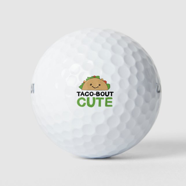Balles De Golf Happy Hand Drag Taco-bout Cute Taco Art Design (Devant)