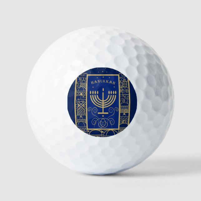 Balles De Golf Happy Hanukkah Gold Menorah Jewish Holiday (Recto)