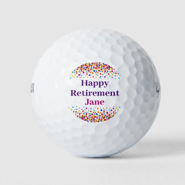 Balles De Golf Happy Retirement Colorful Confetti Ajouter un nom (Devant)