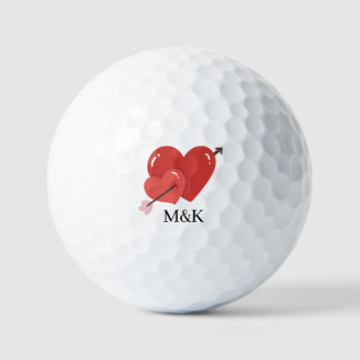 Balles De Golf Happy valentines cute love hearts monogram 