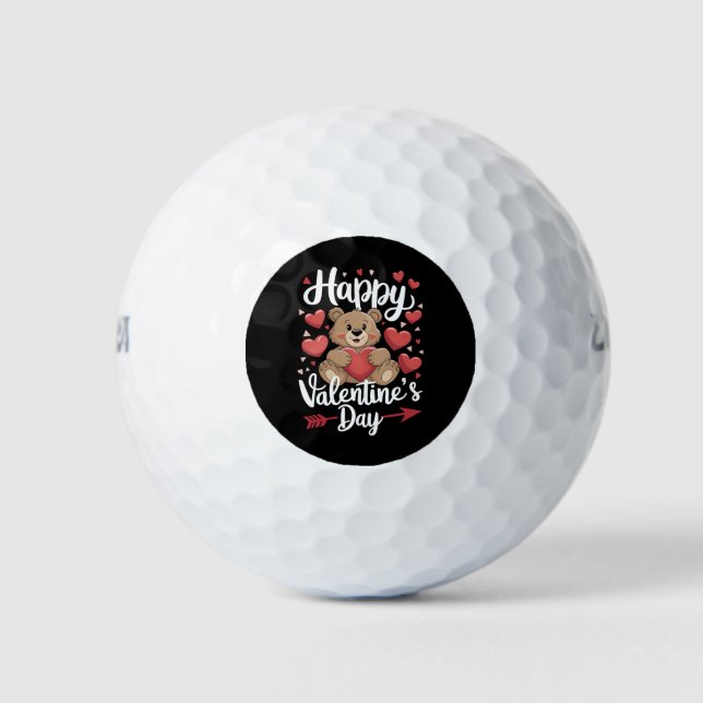 Balles De Golf Heureuse Sainte-Valentin Bear Heart Couples mignon (Devant)