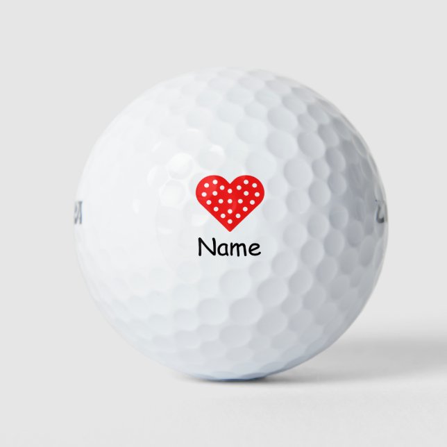 Balles De Golf Heureuse Sainte-Valentin de golf avec amour coeur  (Devant)