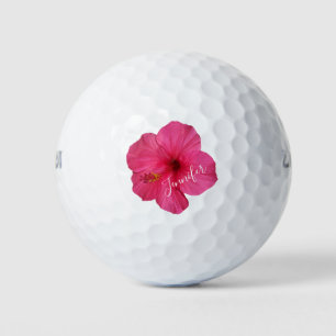 Balles De Golf Hibiscus rose Fleur florale Nom tropical