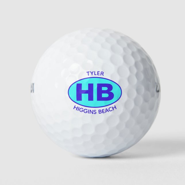 Balles De Golf Higgins Beach Oval Blue Aqua Personnalisé (Devant)