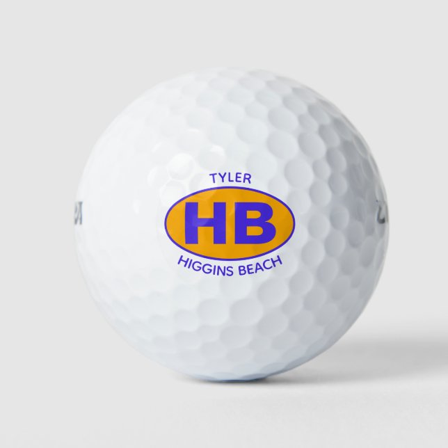 Balles De Golf Higgins Beach Oval Blue Orange Personnalisé (Devant)