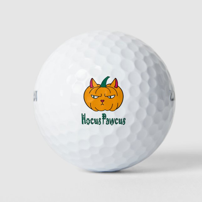 Balles De Golf Hocus pawcus Halloween citrouille ginger cat magie (Devant)