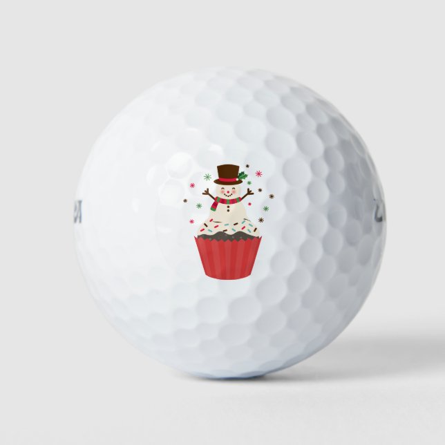 Balles De Golf Holiday Snowman Cupcake (Devant)