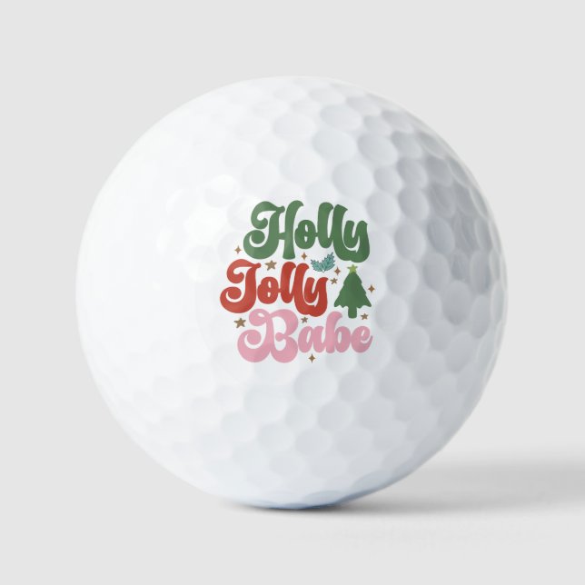 Balles De Golf Holly Jolly Babe Retro Vacances de Noël Super (Recto)