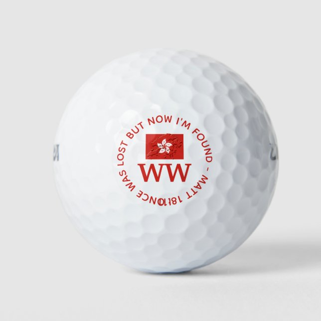 Balles De Golf HONG KONG Monogramme personnalisé chrétien perdu r (Devant)