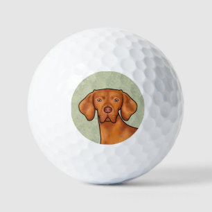 Balles De Golf Hongrois Vizsla Caricature Pointeur Chien vert têt