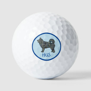 Balles De Golf Husky Siberian Chien Silhouette Monogramme Grille