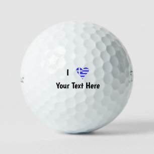 Balles De Golf I (Drapeau Grec Coeur Drôle) Votre Texte