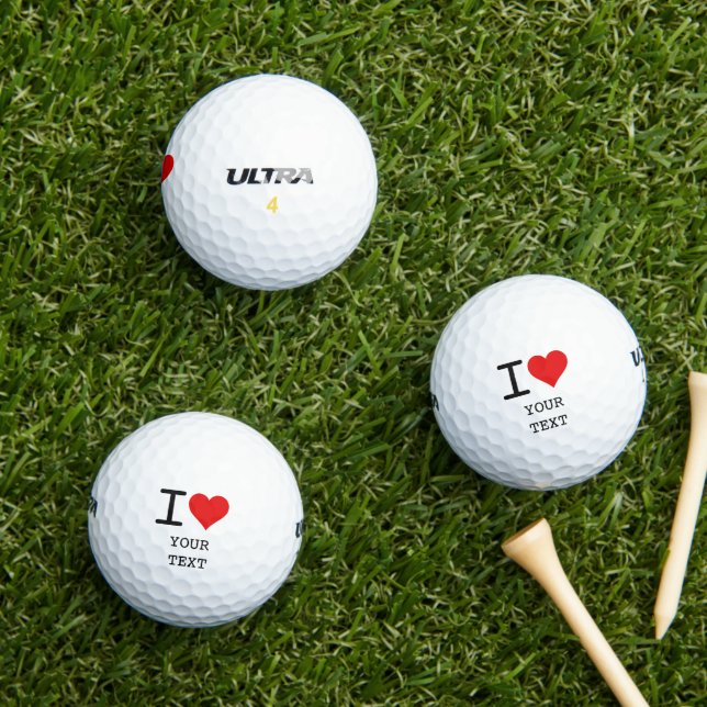 Balles De Golf I Heart Love Template (Herbe in situ)