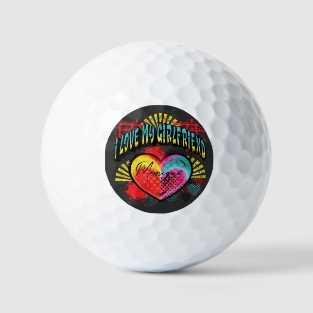 Balles De Golf I Love My Girlfriend Graffiti Nom personnalisé (Recto)